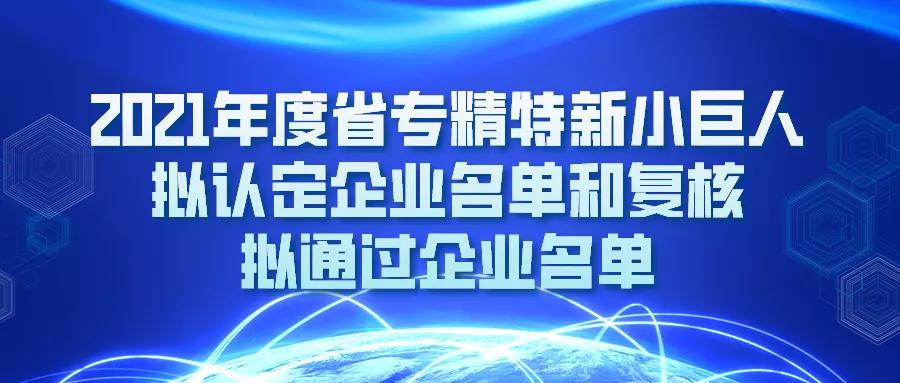 公示 | 2021年度省专精特新小巨人拟认定企业名单和复核拟通过企业名单