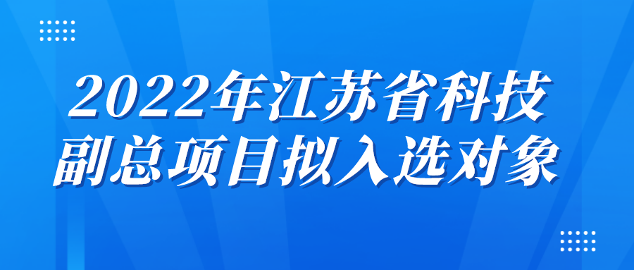 2022年江苏省科技副总项目拟入选对象