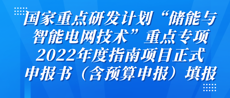 国家重点研发计划“储能与智能电网技术”重点专项2022年度指南项目正式申报书（含预算申报）填报