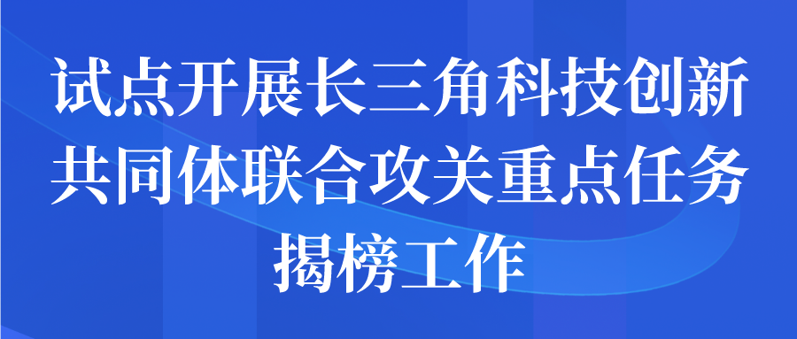 试点开展长三角科技创新共同体联合攻关重点任务揭榜工作