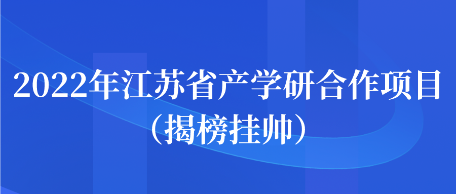 2022年江苏省产学研合作项目（揭榜挂帅）申报通知