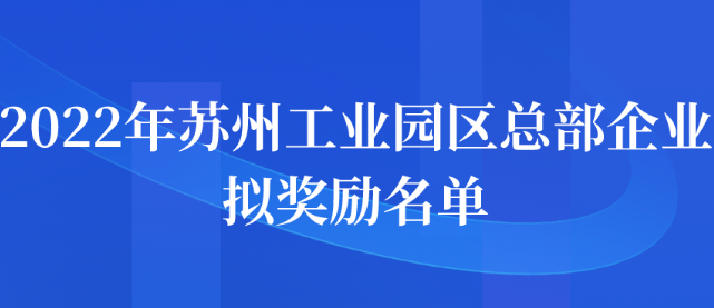 2022年苏州工业园区总部企业拟奖励名单公示