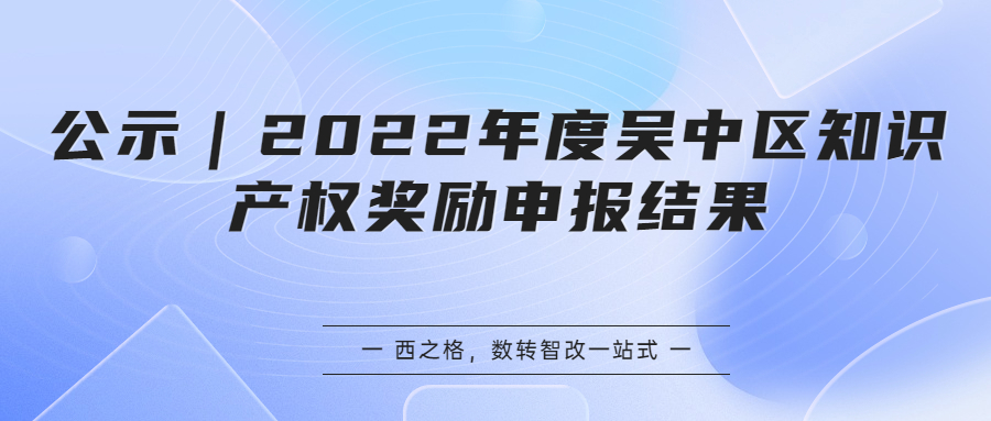 公示｜2022年度吴中区知识产权奖励申报结果