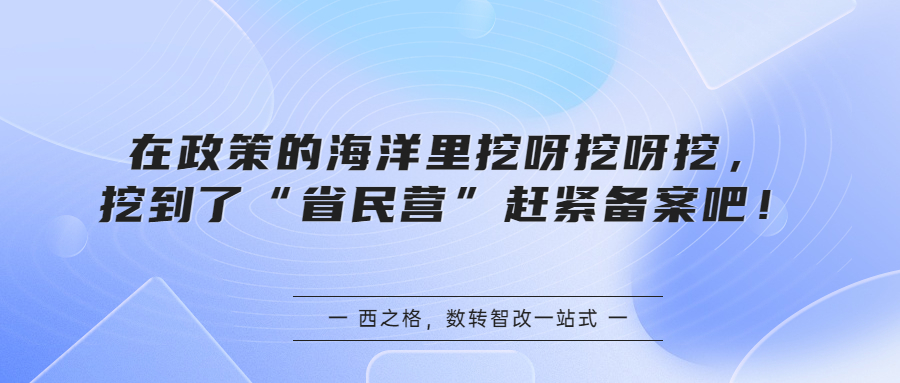 在政策的海洋里挖呀挖呀挖，挖到了“省民营”赶紧备案吧！