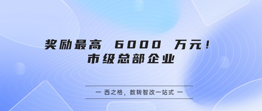 奖励最高 6000 万元！市级总部企业