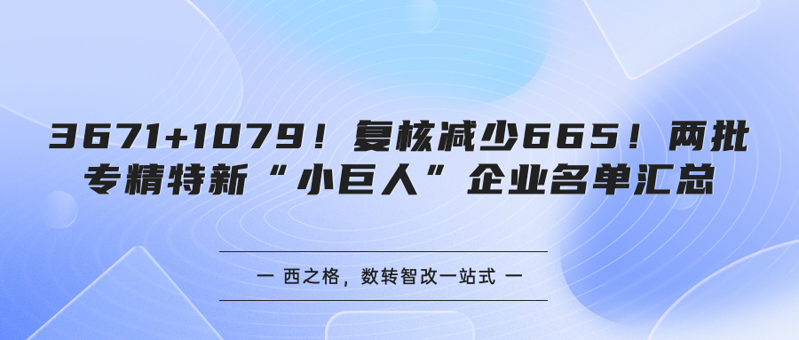 3671+1079！复核减少665！两批专精特新“小巨人”企业名单汇总