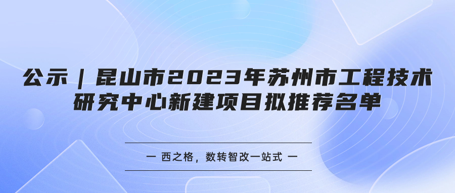 公示｜昆山市2023年苏州市工程技术研究中心新建项目拟推荐名单