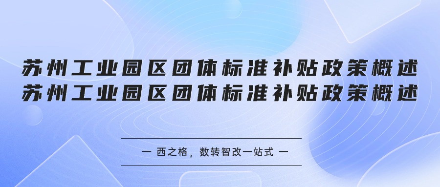 苏州工业园区团体标准补贴政策概述