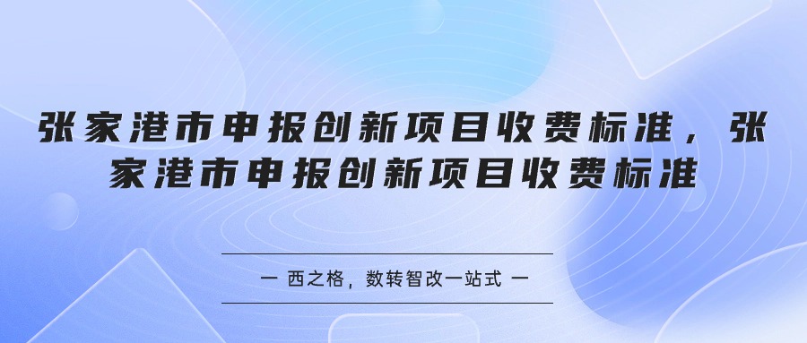 张家港市申报创新项目收费标准