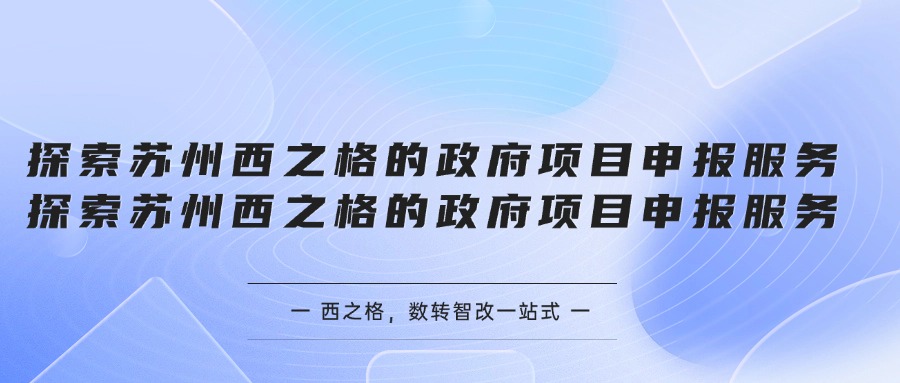 探索苏州西之格的政府项目申报服务