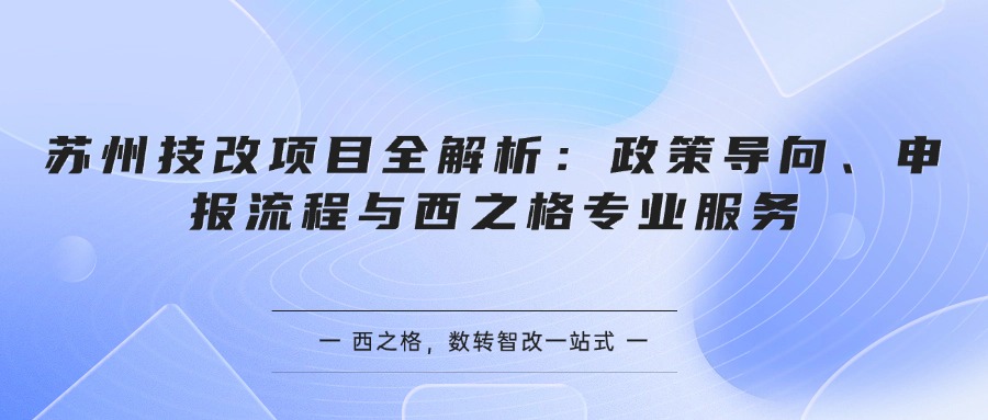 苏州技改项目全解析：政策导向、申报流程与西之格专业服务