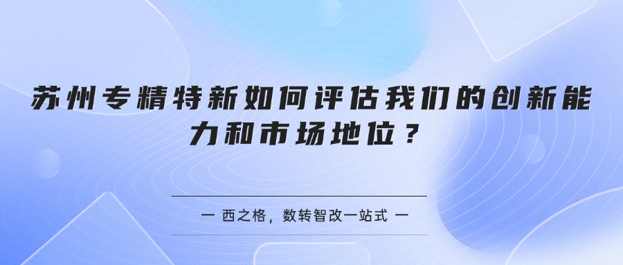 苏州专精特新如何评估我们的创新能力和市场地位？