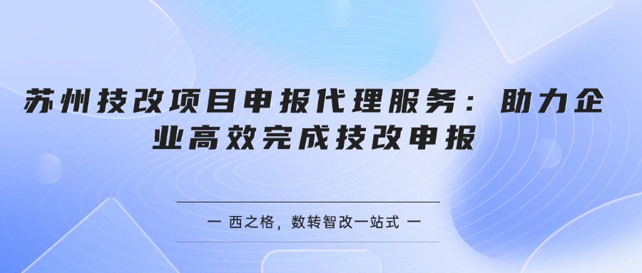 苏州技改项目申报代理服务：助力企业高效完成技改申报