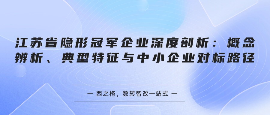 江苏省隐形冠军企业深度剖析：概念辨析、典型特征与中小企业对标路径